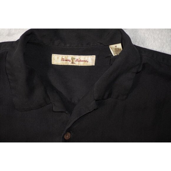 Tommy Bahama Men's M Black Shaken Not Stirred Embroidered Shirt Silk EUC - Picture 4 of 14